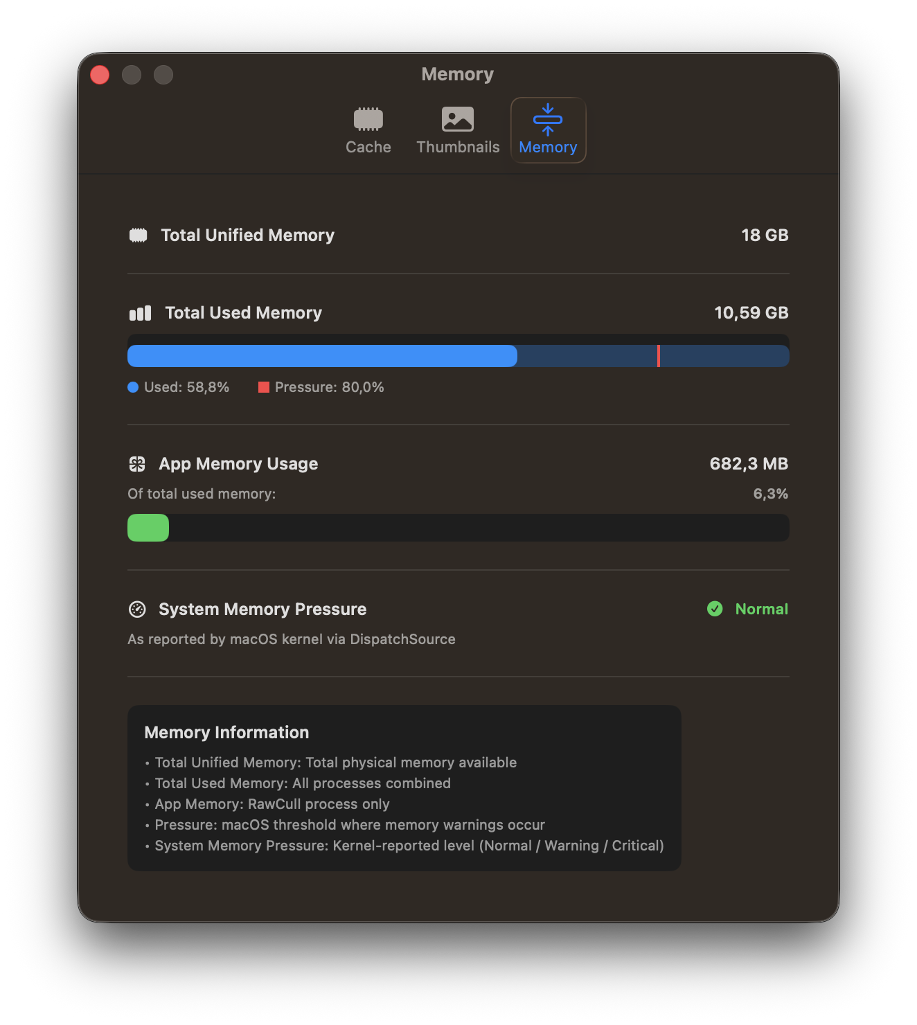 RawCull startup screen