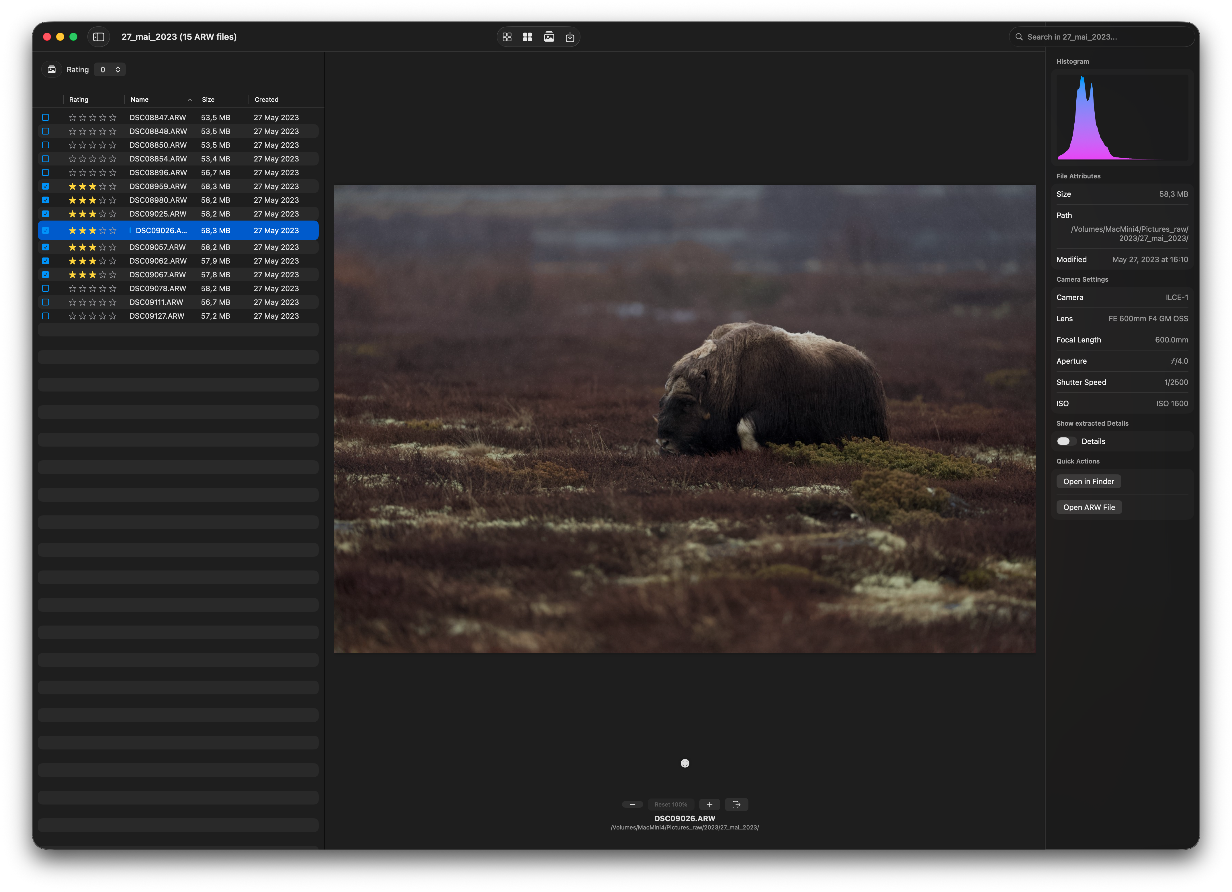 RawCull scanning photo library